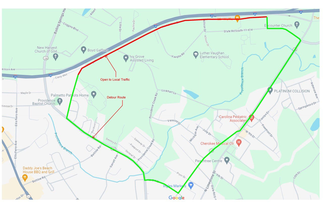 Hampshire Drive Detour map